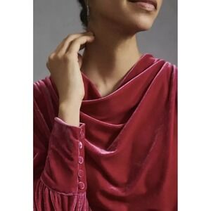 BTFL-life Anthropologie Womens Top M L Raspberry Pink Valentine Velvet Y2K Cowl